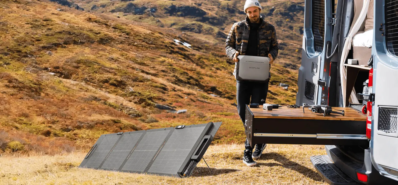 Солнечная панель EcoFlow 110 Вт в использовании